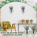 Jexine 4 Pcs Hanging Planters with Artificial Eucalyptus Metal Hanging Vase Indoor Plants Holder Modern Geometric Boho Bathroom Wall Decor for Living Room Home Office(Black)