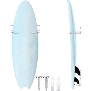 Yousoontic Surfboard Wall Mount Clear Acrylic Surf Board Display Indoor Wall Decor Vertical Surfboard Rack for Shortboards Fish Boards,and Funboards,Holds 50 Lbs