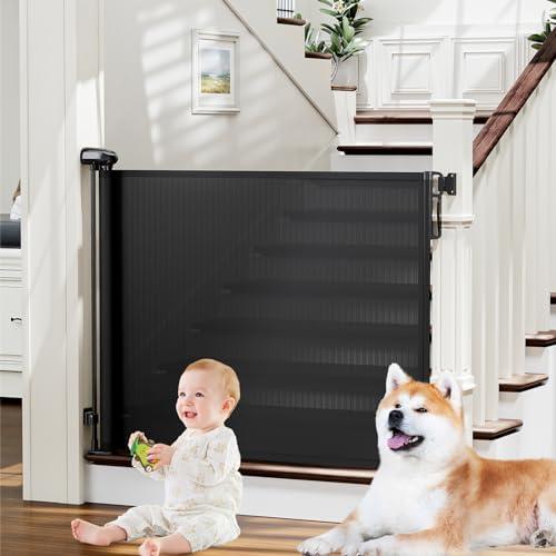Amazon.com: probebi Retractable Baby, Child & Dog Gates for Stairs, Extends to 54" Wide 34" Tall, Use for Outdoor, Indoor, Hallways, Doorways, Deck, Porch, Black : Baby