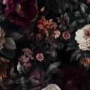 Dark Floral Peel and Stick Wallpaper Boho Leaf Contact Paper Dark Rose Removable Self Adhesive Waterproof Wall Paper for Cabinet Drawers Wall Decor Renter Friendly 17.5''x118.1'' (Black&Pink)