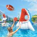 iPlay, iLearn Kids Shark Pool Toy, 3-in-1 Inflatable Pool Game Basketball Football Hoop Balls Toss Game, Toddler Floating Water Toy, Outdoor Yard Beach Summer Party Gift 3 4 5 6 7 8 Year Old Boy Girl