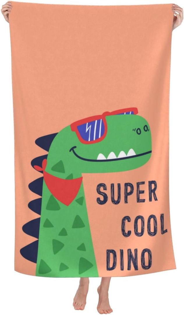 Cool Dinosaur Beach Towel Quick Dry Microfiber Towel Lightweight Large Swimming Towel for Travel Pool Camping Super Absorbent Soft Beach Towel for Women Men Girls Boys 52x32 Inches