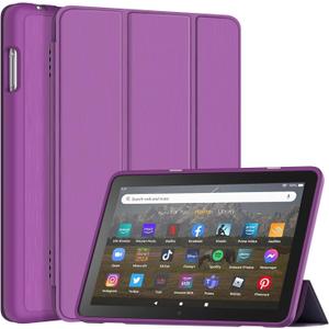 All-New 8inTablet Case,Adult Child Friendly DJ&RPPQ Smart Trifold Stand Case with Auto Wake/Sleep Incompatible with Alcatel TCL,Dark Purple