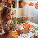 Zliisang 24PCS Make You Own Fall Crafts Kit Bulk Maple Leaves Pumpkin Apple Acorn Paper Suncatchers DIY Kit for Autumn Thanksgiving Activities Decorations Window Stained Glass Effect Art Supplies