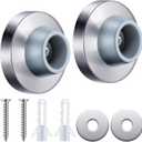 Concave Door Stopper Wall Door Bumper Stainless Steel Wall Protector Door Stops Wall Mount Flush Bumper with Grey Rubber Concave Door Knob Stopper (Silver,2 Pieces)