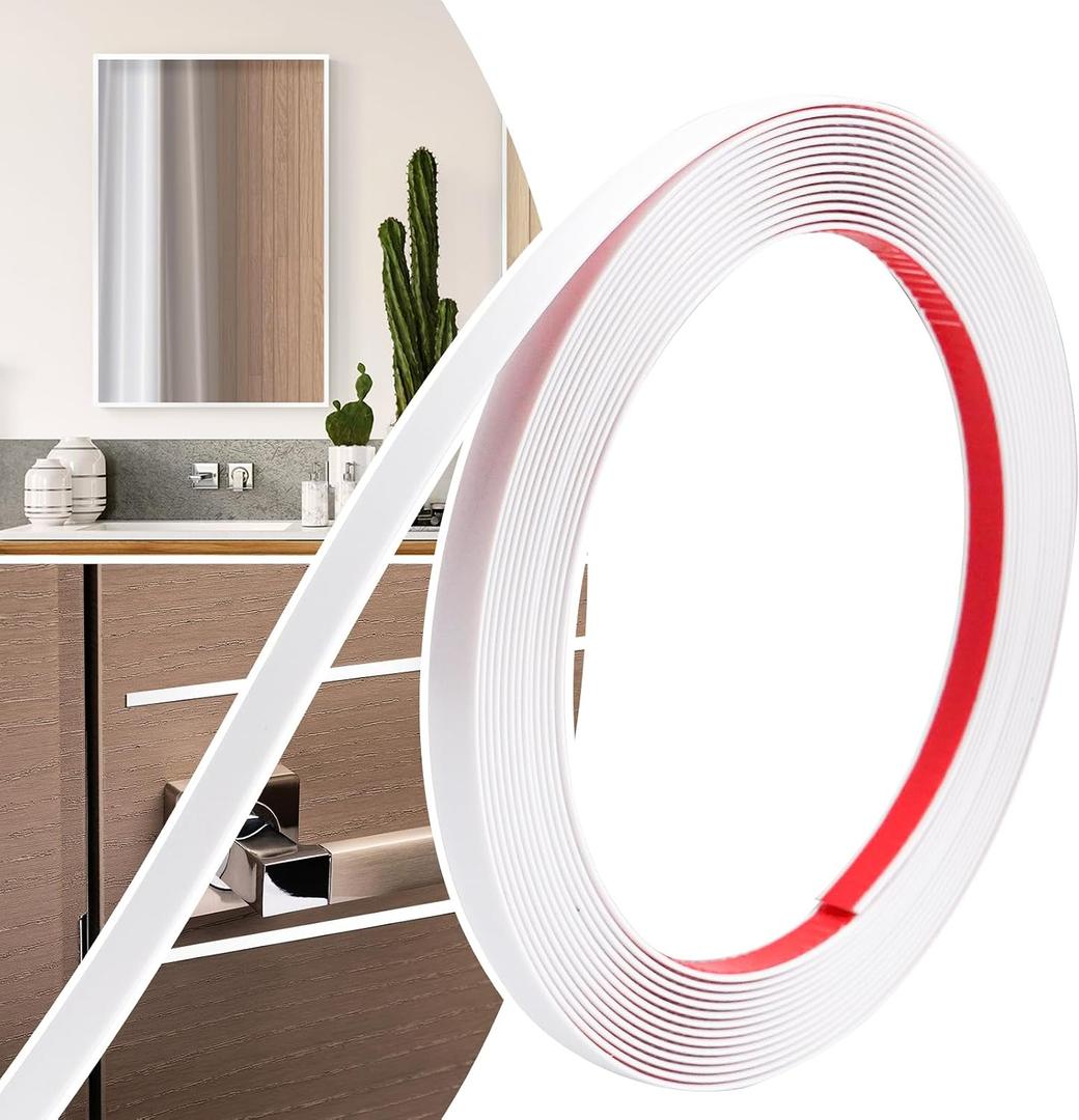 0.39in 20Ft Peel and Stick Wall Molding Trim - Flexible Self Adhesive Molding Trim for Walls, Edges, Borders, Window Frames, Backsplash Tiles - White (Paintable) Waterproof Trim