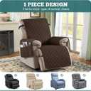 Ruaozz 100% Waterproof Recliner Chair Covers, Non-Slip Reclining Covers for Recliner Chair Washable Chair Cover, Recliner Covers with Pockets for Kids, Dogs, Pets (Dark Brown, 28'')