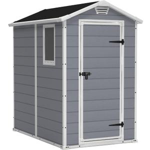 Keter Manor Outdoor Plastic Garden Storage Shed, Grey, 6 x 4 ft (3,8m)