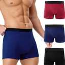 YESWEL Men's Incontinence Underwear, Leak Proof Washable Reusable Cotton Boxer Brief, Heavy Flow Bladder Leak 3 Pack (Multicolor, Medium)