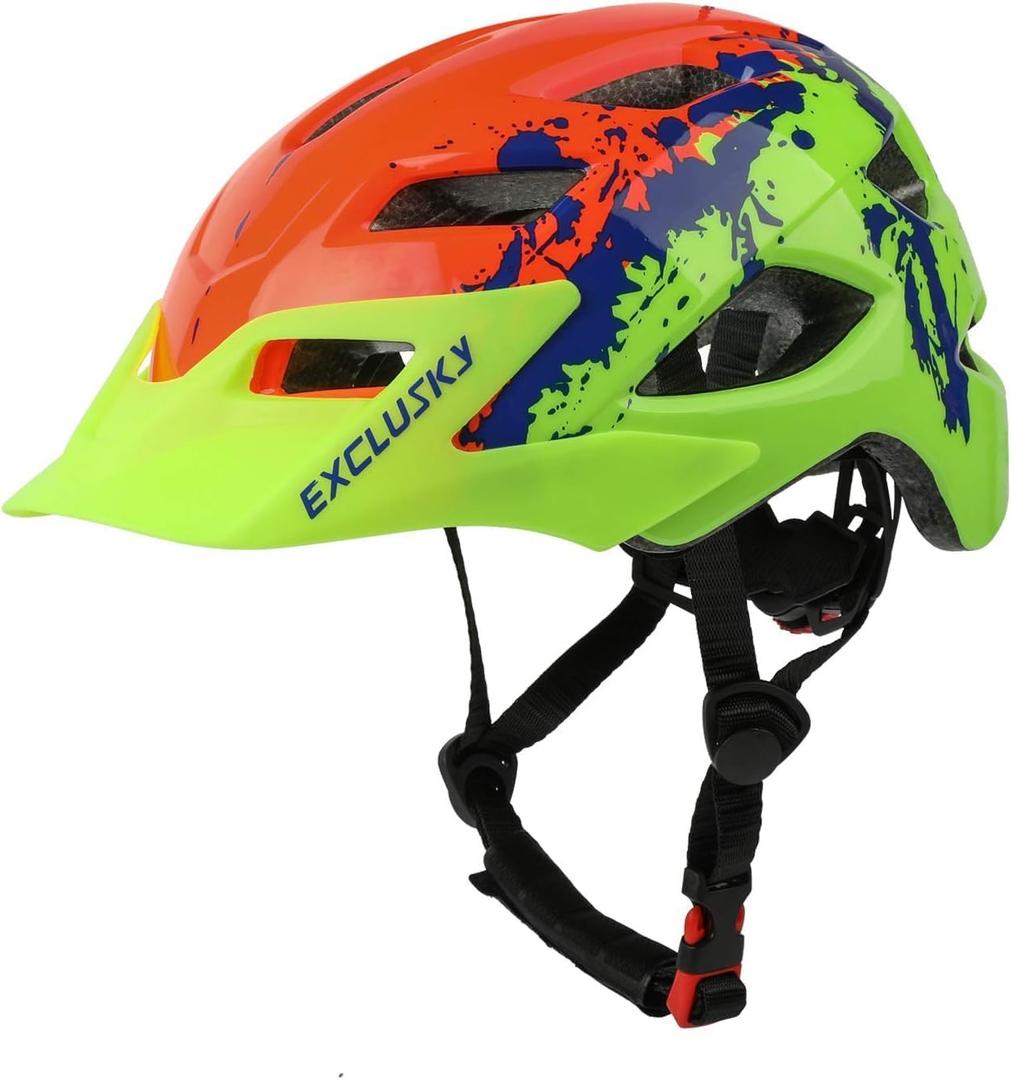 Kids Helmet, Exclusky Kids Bike Helmet Adjustable Safety Lightweight Children Bicycle Helmet for Kids Skating Cycling Scooter Boys and Girls Bicycle Helmets Ages 5-8-14 Small (50-57 cm / 19.7-22.4 inch)
