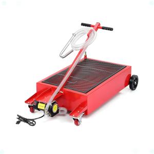 DEXSO 20 Gallon Electric Oil Drain Pan with 110V Pump & 8 Ft Hose, Low Profile & T Folding Handle Oil Drain Cart for Truck Cars SUVs (20 Gal-Electric-Metal)