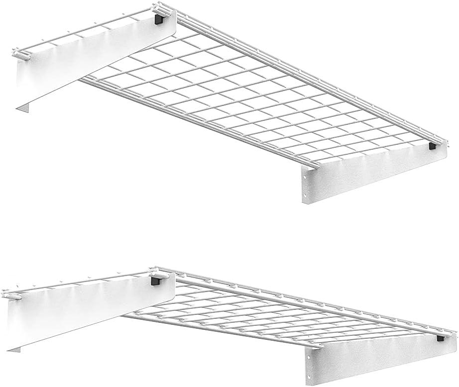 Wallmaster 2-Pack 15x45 Heavy Duty Garage Wall Shelving 45-inch-by-15-inch Wall Mount Garage Storage Rack Floating Shelves Max Load 400lb White, 15D x 45W x 5.5H in