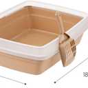 IRIS USA Cat Litter Box, Open Top with Scoop, Easy Clean Plastic Pan for Indoor Cats & Kittens, Beige