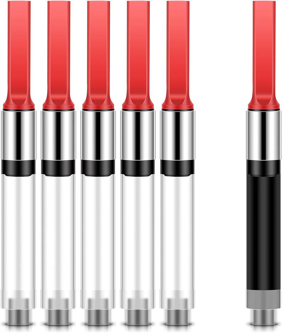 Marspark 6 Pieces Universal Fountain Pen Ink Converter International Fountain Pen Ink Cartridge Converter (Red)