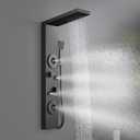 ROVATE Shower Panel Tower System with Rainfall Shower, Elegant Matte Black Shower Tower with Powerful Body Massage Jets, Handheld and Tub Spout, Stainless Steel Shower Column High Pressure