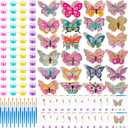 JellyArch 24 Sets 3D Wooden Butterfly DIY Painting Craft Kit Unfinished Butterfly Blank Wood Paint Craft with Brushes Acrylic Paints Bags for Kids Adults Toys Party Favor