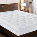 EASELAND Queen Size Mattress Topper Pillow Top Mattress Cover Quilted Fitted Mattress Protector Cotton Top 8-21" Deep Pocket Extra Thick Mattress Pad (60x80 Inches, White)