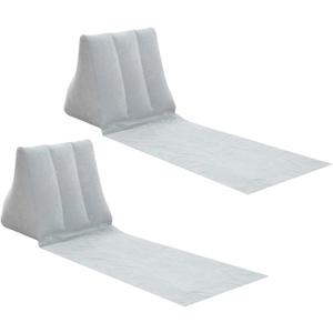 2X Inflatable Outdoor Sun Bath Beach Mat Pillows Flocking Beach Chairs with Backrest Inflatable Lounger for Portable Travel Camping (Grey)