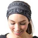 RiptGear Stretch Sport Headband for Women (Tribal Black and White) - Made of Non-Slip Sweat Wicking Fabric - Yoga, Running, Gym, Sports - Soft Headband Fits Most Head Sizes - (1-Pack)