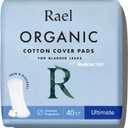 Rael Incontinence Pads for Women, Organic Cotton Cover, Postpartum Essential, Heavy Absorbency, Bladder Control, 4-Layer Core with Leak Guard Technology, Long Length (Ultimate, 40 Count) (40 Count (Pack of 1))