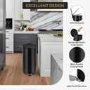 Towallmark 30L/8Gal Round Trash Can, Stainless Steel Garbage Can with Soft Close Lid, Step-On Garbage Bin with Removable Inner Bucket and Foot Pedal, Removable Inner Bucket for Living Room, Kitchen