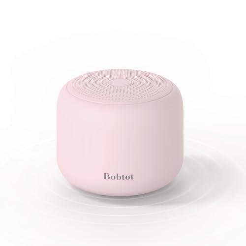 Bobtot Portable Bluetooth Speakers with Strap Easy to Carry, Wireless IPX5 Waterproof Mini Speaker with Loud Stereo Sound, 20 Hours Playtime, Rechargeable Battery, Built-in Microphone, Pink