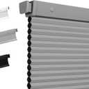 Boolegon No Drill Cellular Shades for Indoor Windows,Noise Reducing & Thermal Insulating Honeycomb Blinds,Cordless Free Stop Blackout Blinds Easy to Install,26.5" W x 48" H,Blackout Grey