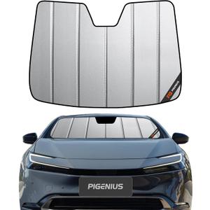 Pigenius Windshield Sun Shade for Toyota Prius & Prius Prime (Gen 5) 2023-2026, Fits LE XLE Limited, Premium Grey Leather Finish