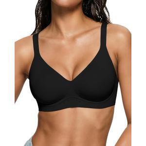 As Fairy Bras for Women Wireless Wirefree Jelly No Underwire Full Coverage Seamless Comfortable Breathable Airhole Bra(Pure Black 36B)