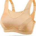 Wingslove High Impact Sports Bras for Women Plus Size Non Padded Wirefree Workout Bra Bounce Control (34B, Cream Nude)