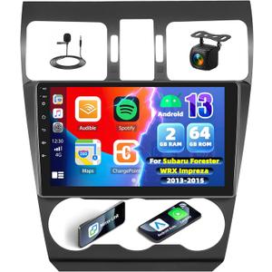 2G+64G Android 13 Car Stereo for Subaru Forester WRX Impreza 2015-2018 Upgrade Radio Wireless Apple CarPlay Andriod Auto Bluetooth 9" GPS Navigation FM/RDS WiFi Mirror Link SWC+Backup Camera MIC