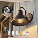EDISHINE 2 Pack Gooseneck Barn Light, 8IN Outdoor Wall Light Fixture, Farmhouse Outside Wall Sconce, Brown Wall Mount Lantern for Porch, Entryway, Garage