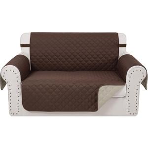 Reversible Loveseat Sofa Covers Couch Cover Furniture Protector(Loveseat,Chocolate/Beige) (Loveseat-Oversized(54"))