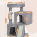 PAWZ Road Cat Tree, 30 Inches Cat Tower with Dual Condos for Indoor Cats, Plush Cat House with Padded Perch, Scratching Ramp and Posts and Replaceable Balls-Gray