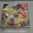 Floor Puzzle for Kids Ages - 70 Piece Large Farm Themed Round Floor Puzzle for Kids Ages 3-8 Years Old, Toddler Preschool Farm Educational Toy Gift