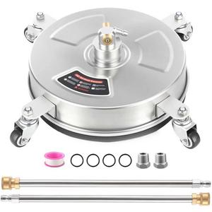 14" Pressure Washer Surface Cleaner with 4 Wheels - Stainless Steel Surface Cleaner for Pressure Washer Attachment for Concrete, Patio, Sidewalk, Deck and Driveways