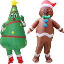 2 Packs Christmas Inflatable Gingerbread Man Costume Adult Blow Up Costume Outfit for Adult/Christmas/Halloween