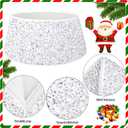 FANPROMS White Sequin Christmas Tree Collar 28 Inch Round Velvet Xmas Trees Skirts Sparkling Paillette Tree Ring Shiny Glitter Skirt Cover Farmhouse Decoration for Christmas New Year Holiday Party