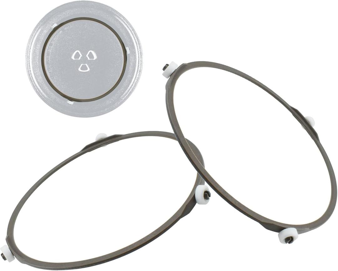 Microwave Turntable Ring, 7" Microwave Oven Glass Plate Tray Support, Rotating Roller Support Ring with 14 mm Rollers (2 PCS)