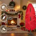 Upright Christmas Tree Storage Bag - Fits 4 Ft Artificial Xmas & Topiary Tree, Vertical Holiday Cover, Durable, Dustproof & Easy-Use Xmas Storage, Red