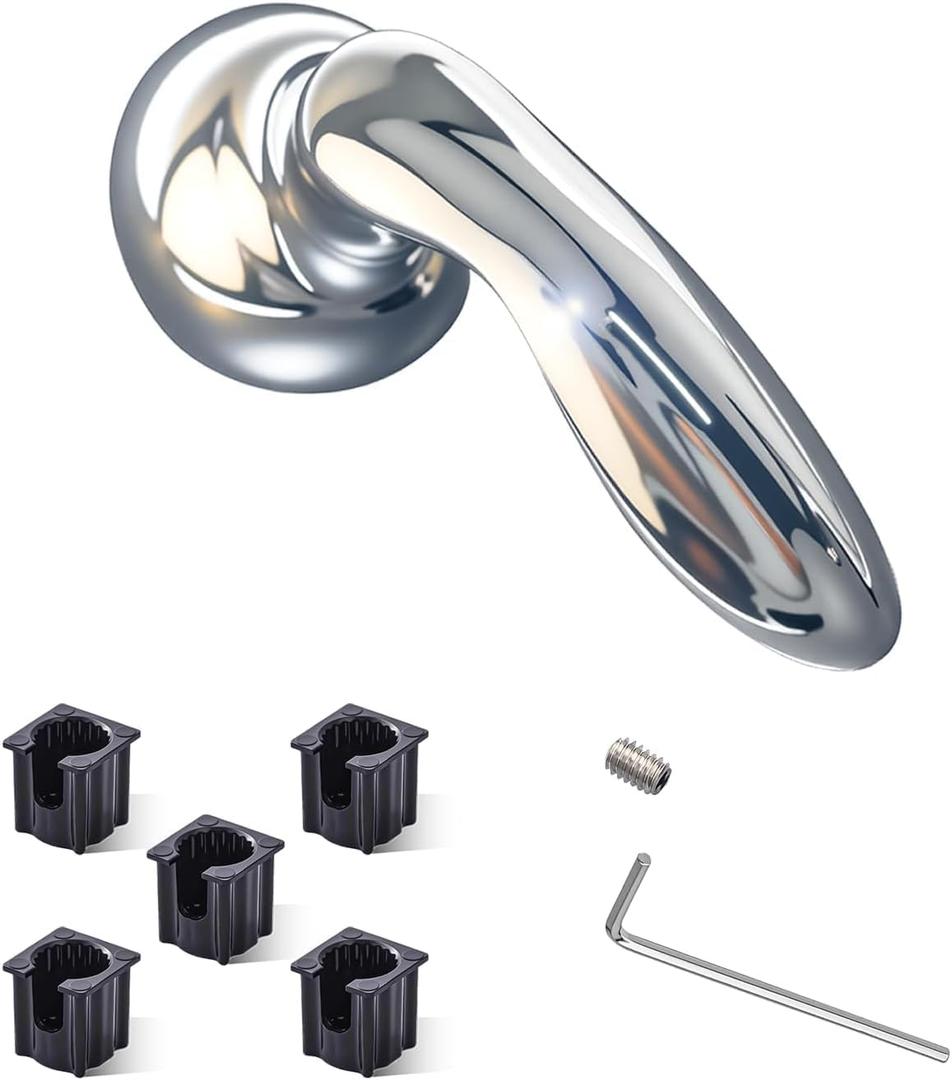 1046987 Shower Faucet Handle Replace for Kohler 1046987-CP with 5 Pcs1060514 Handle Insert and The Matching Screw Wrench, Polished Chrome