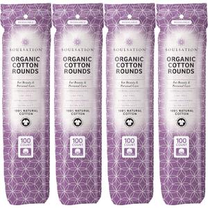 SoulSation Organic Cotton Rounds, 400 Count - Makeup Remover Pads for Face, Lint-Free