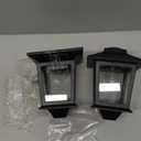 2 Pack Solar Wall Lanterns with Replaceable Bulb,Outdoor Hanging Lights with 4 Solar Panels,Dusk to Dawn Led Outdoor Wall Sconce, Anti-Rust Waterproof Lanterns with Hooks,3000K Warm White (Black)