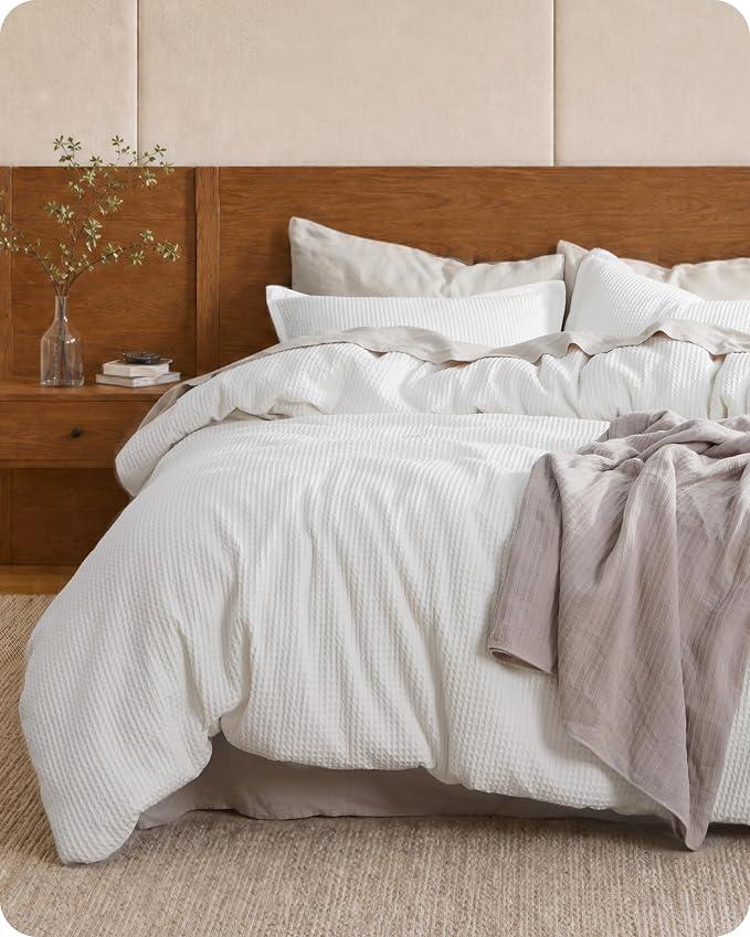 Pure Woven 100% Cotton Waffle Duvet Cover, King size