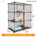 DIY Modular Cat Enclosure 3x3x2 Grid | Extra Large Indoor Cat Playpen | Foldable Black Wire Metal Cat Cage with Multi-Level Shelves | Approx. (43.7" x 29.5" x 43.3")