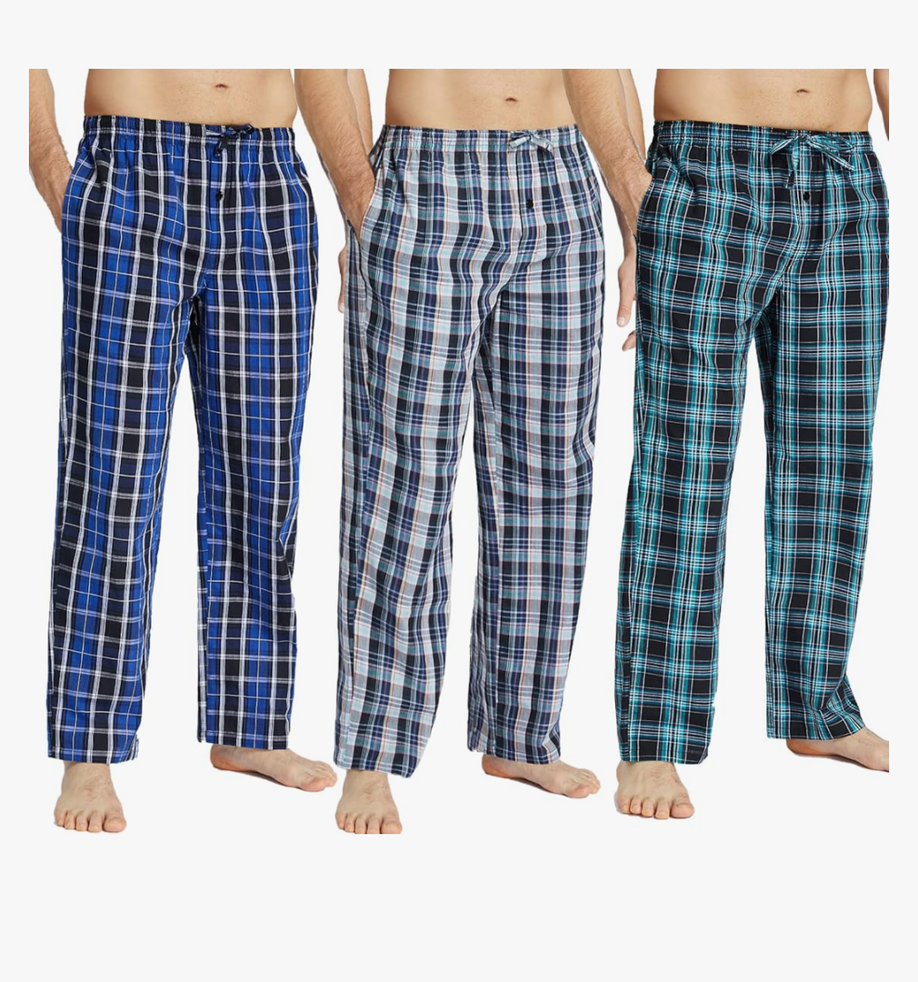 JupiterSecret Mens Pajama Pants Set Cotton Lightweight Plaid Sleep & Lounge Pants, PJ Bottoms with Pockets and Button Fly, 4XL