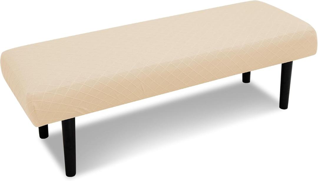 Stretch Bench Covers, Printed Bench Seat Protector, Washable Slipcover, Rectangle Covers for Dining Room, Living Room, Kitchen (Argyle Cream)