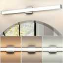 Modern LED Bathroom Vanity Light 48 inch 32W Dimmable 3CCT Bathroom Light Fixture Over Mirror Rectangle Bath Vanity Light Bar with Double Layer Acrylic Shade (Chrome)