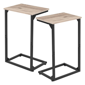 AMHANCIBLE C Shaped End Tables Set of 2, Couch Side Tables that Slide Under Sofa, Slim TV Trays for Living Room and Bedroom, Narrow Space Saving Laptop Workstation, Grey, HET02BGY