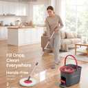 SONGMICS Spin Mop and Bucket Set with Pedal Wringer, Floor Cleaning Mop, Adjustable Telescopic Handle, Max. 59.1-Inch Length, 360 Rotating Head, 1 Microfiber Pad, Gray and Red ULMB002GT01